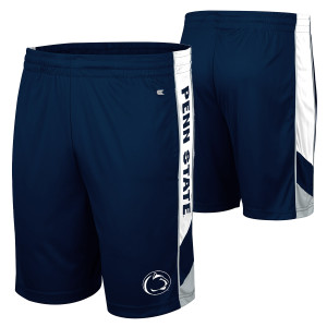 navy shorts with Penn State down left side leg and Athletic Logo on left thigh
